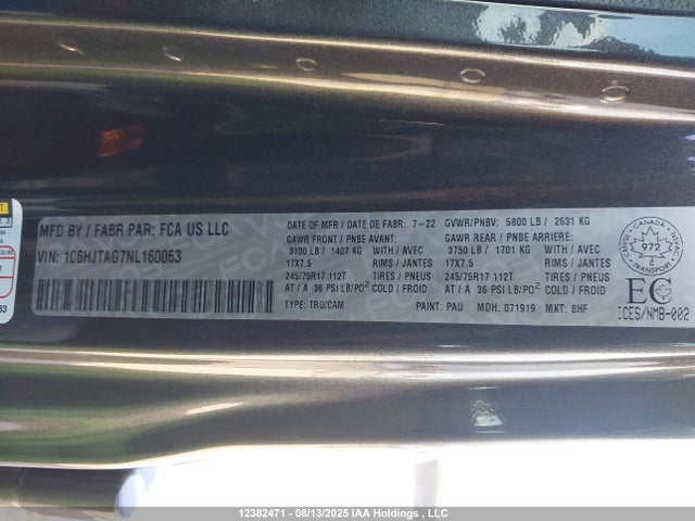 1C6HJTAG7NL160063 Jeep Gladiator