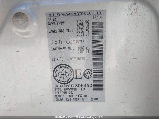 5N1AT2MV1FC806350 Nissan 2015