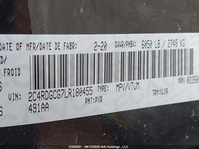 2C4RDGCG7LR180455 Dodge Grand Caravan