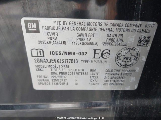 2GNAXJEVXJ6177813 Chevrolet lyx - direct injection, vvt, fgt, turbo, alum, gen1