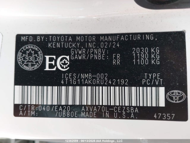 4T1G11AK0RU242192 Toyota a25a-fks
