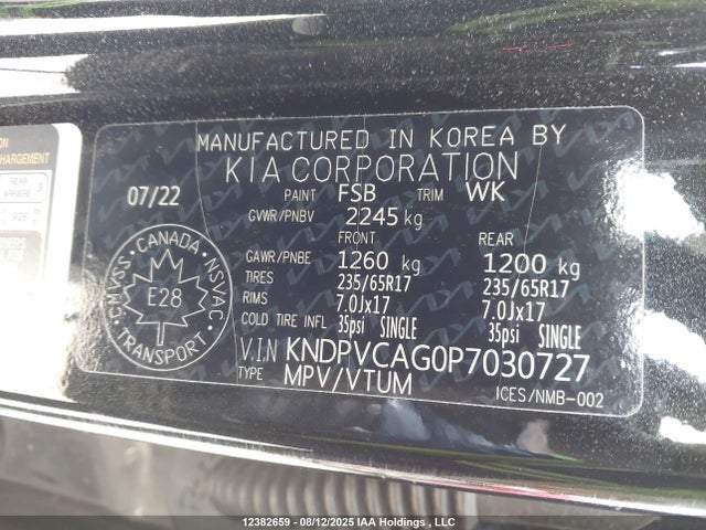 KNDPVCAG0P7030727 KIA t-gdi gamma ii