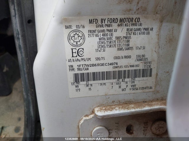 Ford F-250 2016 1FT7W2B6XGEC34976 Image 18