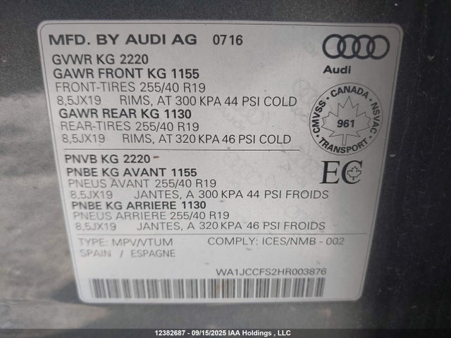 WA1JCCFS2HR003876 Audi Q3