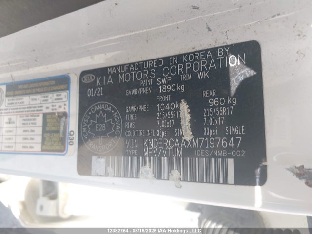 KNDERCAAXM7197647 KIA nu mpi