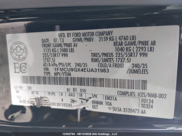 Ford Escape 2014 1FMCU9GX4EUA31983 Image 9