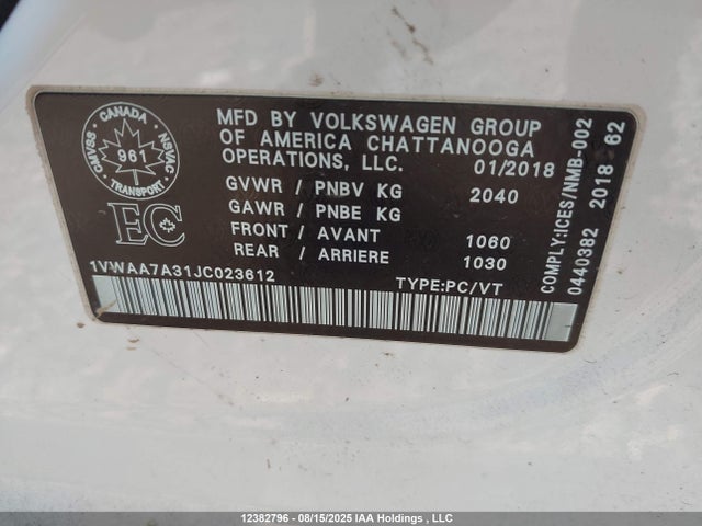 1VWAA7A31JC023612 Volkswagen tsi