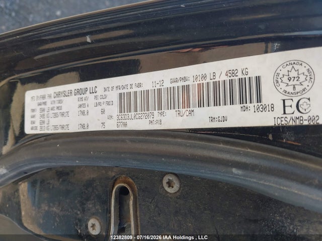 12382809 :رقم المزاد ، 3C63D3JL0CG272079 vin ، 2012 Ram 3500 Laramie مزاد بيع