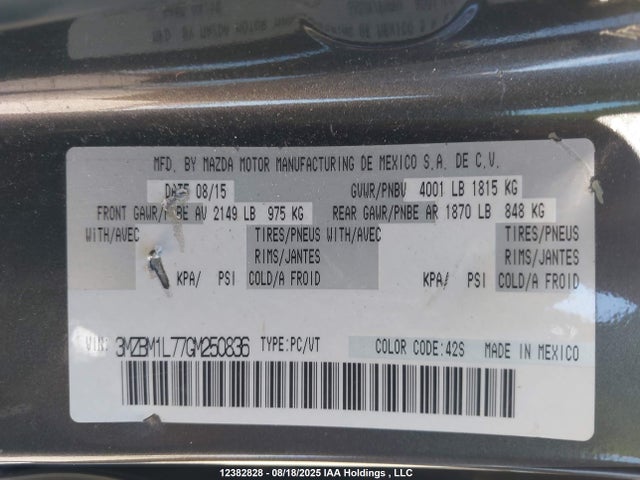 3MZBM1L77GM250836 Mazda pe