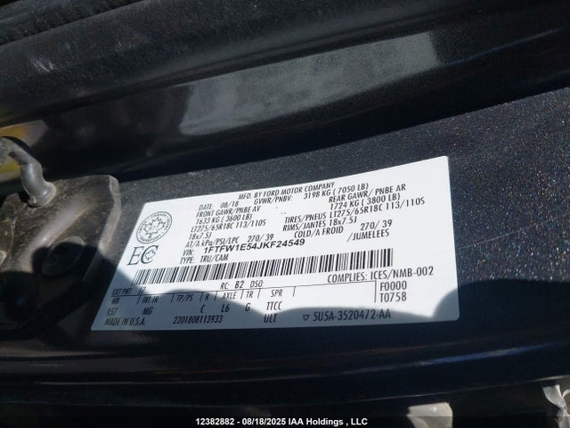 1FTFW1E54JKF24549 Ford F150 Supercrew