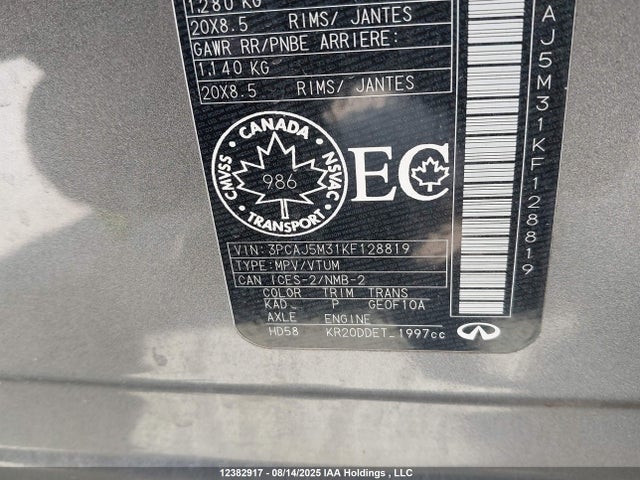 Infiniti QX50 2019 3PCAJ5M31KF128819 Image 19