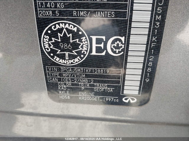 Infiniti QX50 2019 3PCAJ5M31KF128819 Image 9