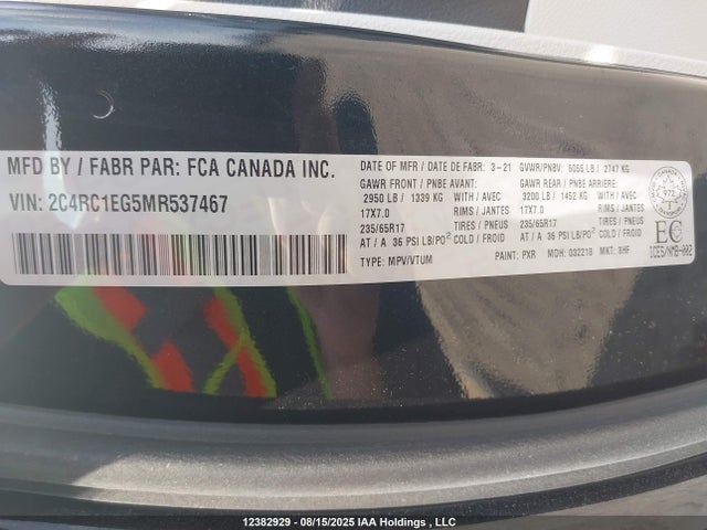 2C4RC1EG5MR537467 Chrysler Pacifica