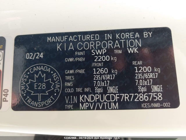 KIA gdi theta iii 2024 KNDPUCDF7R7286758 Image 19