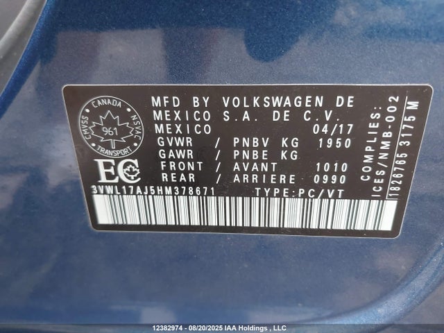 3VWL17AJ5HM378671 Volkswagen 1.8 tsi