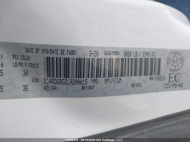 2C4RDGBG2LR200015 Dodge Grand Caravan