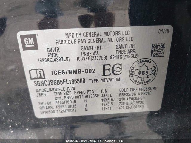 Chevrolet LUV 2015 3GNCJSSB5FL186500 Image 9
