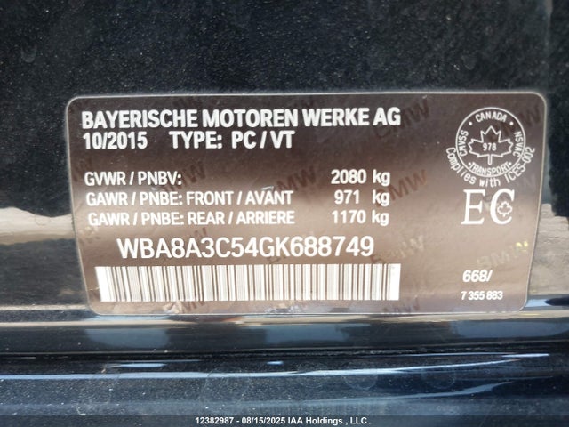 BMW 320i 2016 WBA8A3C54GK688749 Image 9