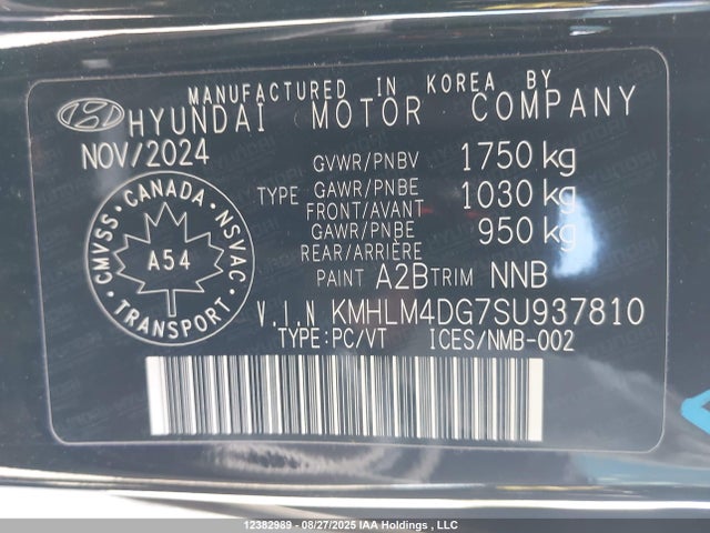 KMHLM4DG7SU937810 Hyundai mpi nu pe