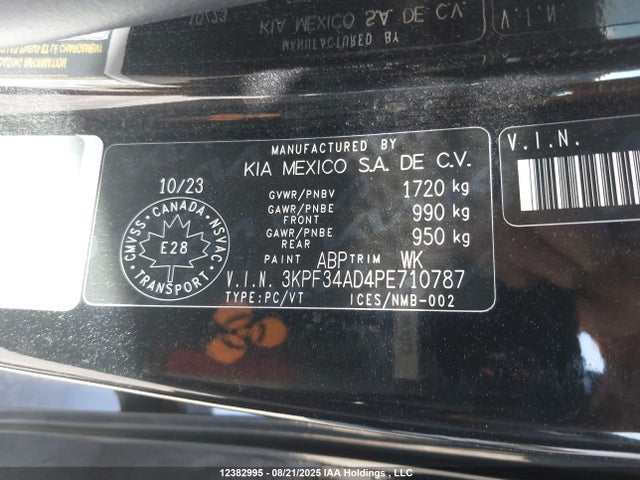 12382995 :رقم المزاد ، 3KPF34AD4PE710787 vin ، 2023 Kia Forte Ex/ex+/ex Premium مزاد بيع