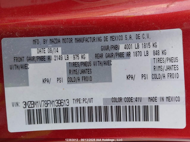 3MZBM1V78FM139613 Mazda pe