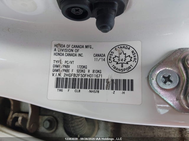 Honda r18z1 2015 2HGFB2F50FH011671 Image 18