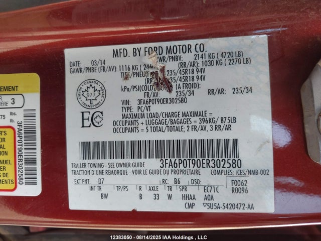 3FA6P0T90ER302580 Ford 2014