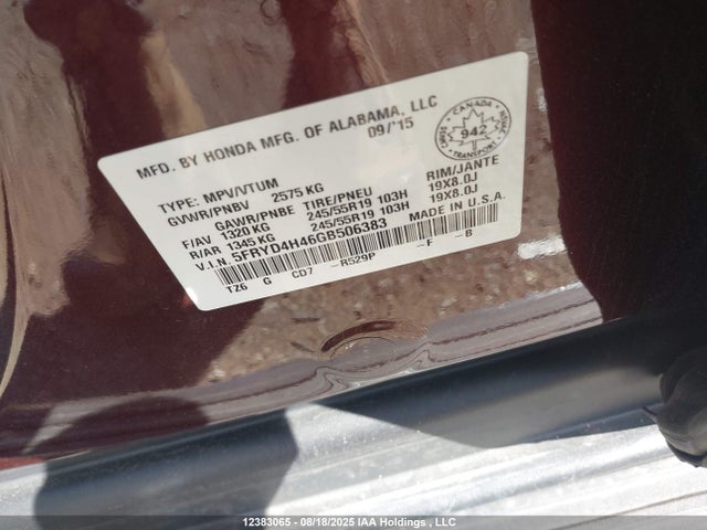 5FRYD4H46GB506383 Acura j35y5