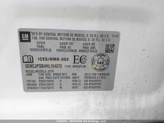 3GNCJPSB4HL154072 Chevrolet luv - mfi, vvt: variable valve timing, e85 max, alum