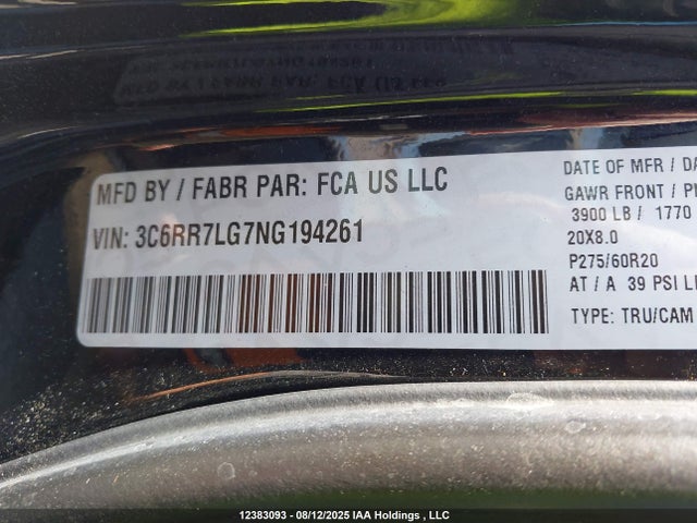 3C6RR7LG7NG194261 RAM 2022