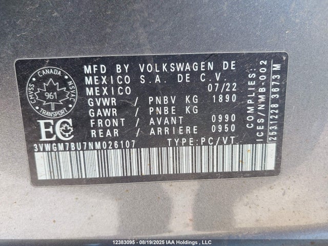 3VWGM7BU7NM026107 Volkswagen 1.5 tsi