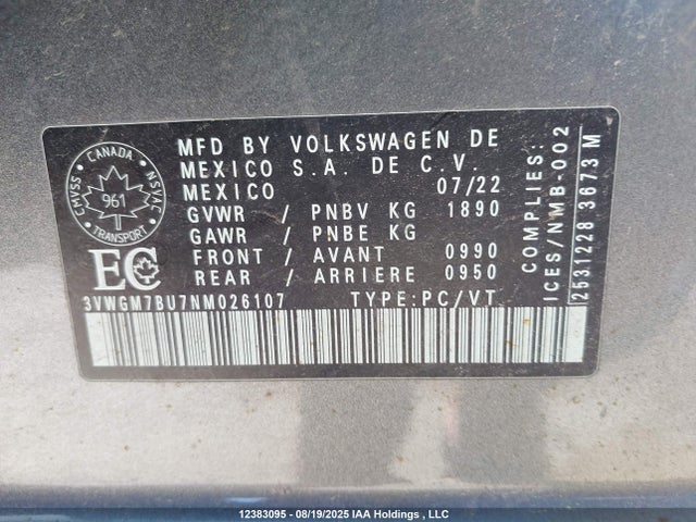 3VWGM7BU7NM026107 Volkswagen 1.5 tsi