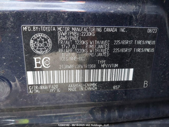 2T3RWRFV3PW181968 Toyota a25a-fxs, 3nm+4nm(ni)
