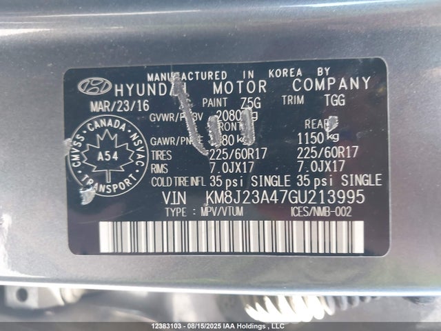 KM8J23A47GU213995 Hyundai Tucson