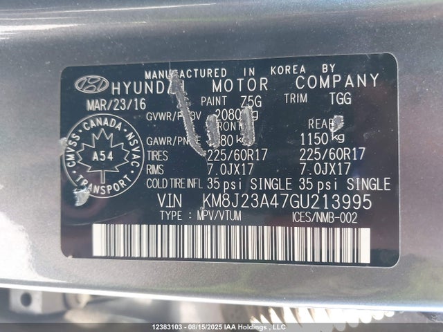 KM8J23A47GU213995 Hyundai Tucson