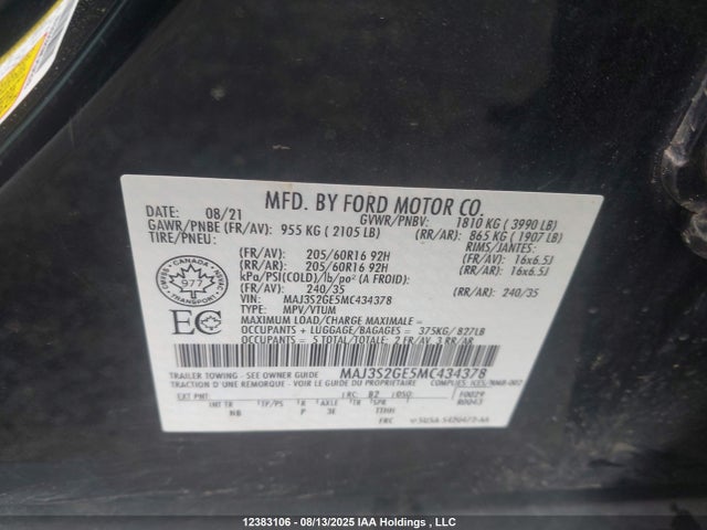 Ford Ecosport 2021 MAJ3S2GE5MC434378 Image 9