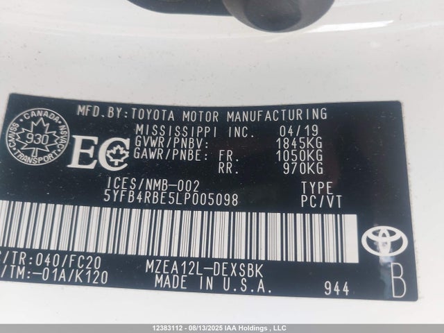 5YFB4RBE5LP005098 Toyota m20-fks