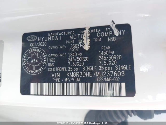 KM8R3DHE7MU237603 Hyundai gdi lambda ii