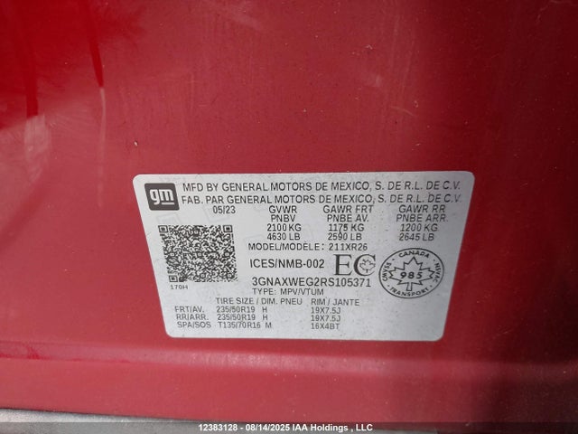 3GNAXWEG2RS105371 Chevrolet EQUINOX RS