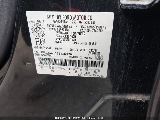 Ford 2014 2014 2FMDK4JC5EBB24701 Image 9