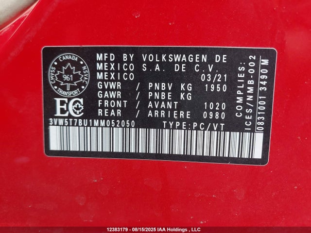3VW5T7BU1MM052050 Volkswagen tsi