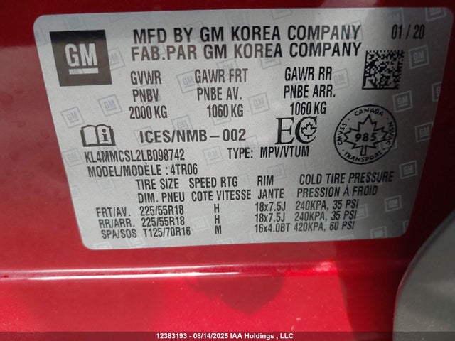 Buick l3t - sidi, vvt, alum 2020 KL4MMCSL2LB098742 Image 9