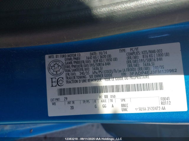 Ford Fiesta 2015 3FADP4EJ3FM139962 Image 9