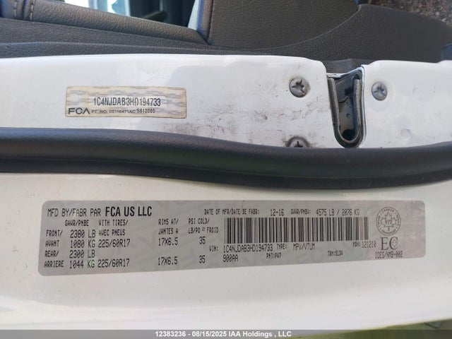 Jeep Compass 2017 1C4NJDAB3HD194733 Image 9