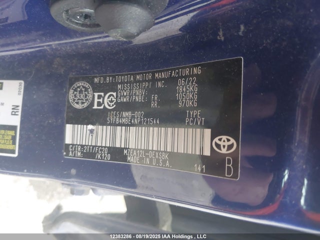 Toyota m20a-fks 2022 5YFB4MBE4NP121544 Image 20