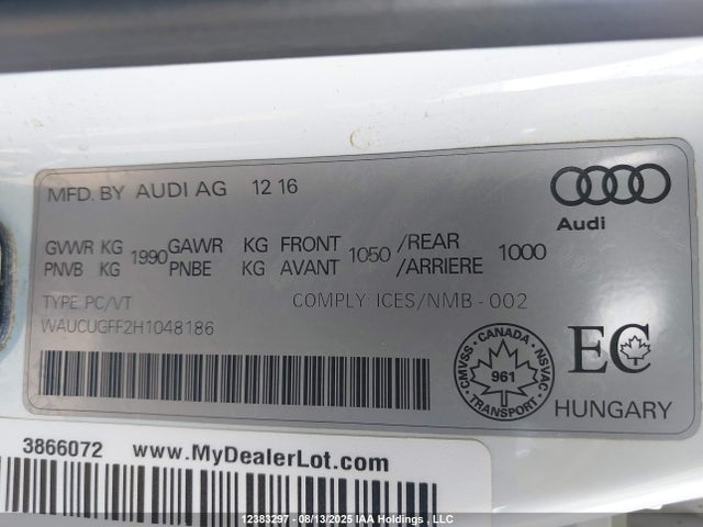 Audi A3 2017 WAUCUGFF2H1048186 Image 9