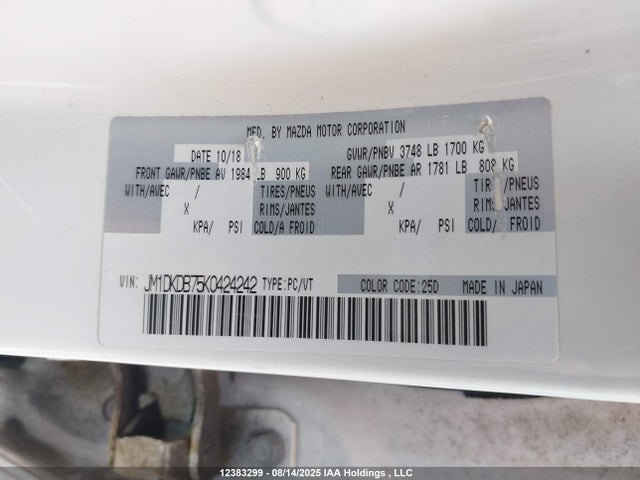 JM1DKDB75K0424242 Mazda pe