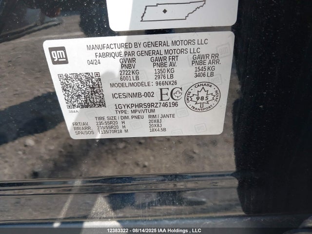 1GYKPHRS9RZ746196 Cadillac lgx