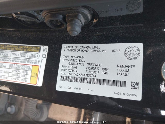 2HKRW2H21JH139744 Honda k24w9/k24v9
