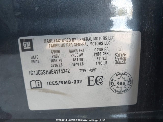 1G1JC5SH9E4114342 Chevrolet luw